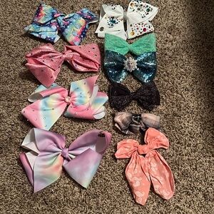 Lot of 10 Clip in Bows  - 5 Jojo Style Bows & 5 Snaller Bows